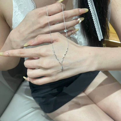 S925 Silver Wave Drop Necklace for Women - Minimalist & Luxe Delicate Collar Chain