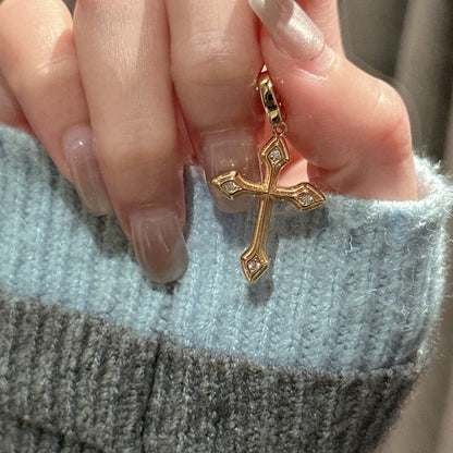 S925 Sterling Silver Cross Pendant, Vintage Zircon, Minimalist Fashion