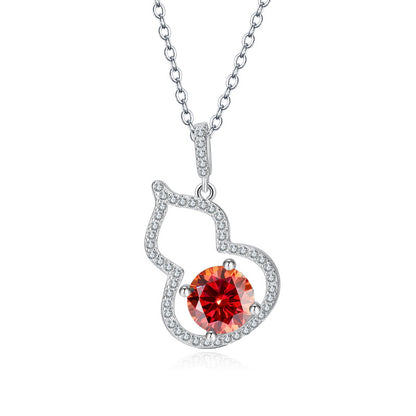 S925 Silver Gourd Pendant Necklace - Dainty Moissanite for Women