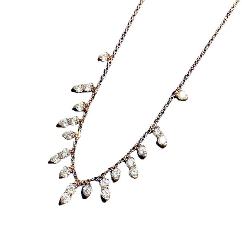 925 Sterling Silver Tassel Necklace - Dainty Cubic Zirconia Collar, Luxury & Stylish