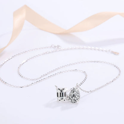 S925 Silver Pendant Necklace: Emerald & Moissanite Halo Design Fashion