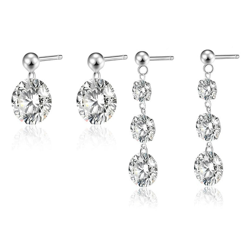 S925 Sterling Silver Plated White Gold Moissanite Earrings - Minimalist Pierced Drop Earrings for Women
