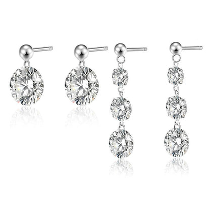 S925 Sterling Silver Plated White Gold Moissanite Earrings - Minimalist Pierced Drop Earrings for Women
