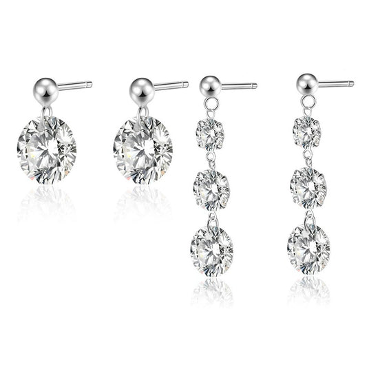 S925 Sterling Silver Plated White Gold Moissanite Earrings - Minimalist Pierced Drop Earrings for Women