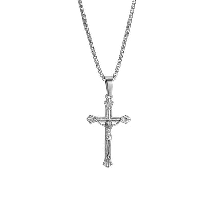 Titanium Steel Cross Pendant - Bold Geometric Design