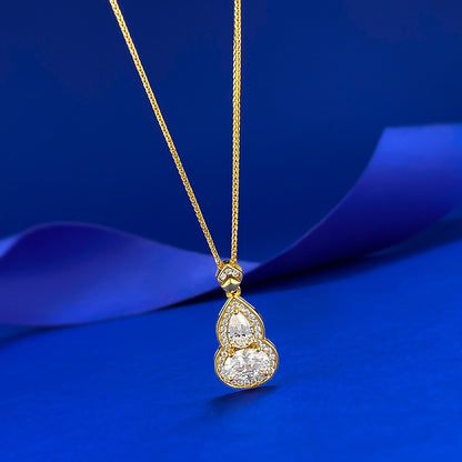 Ricady Jewel S925 Silver 1.5CT Egg-Shaped Diamond Gourd Necklace | 0.8CT Water Drop Inlay