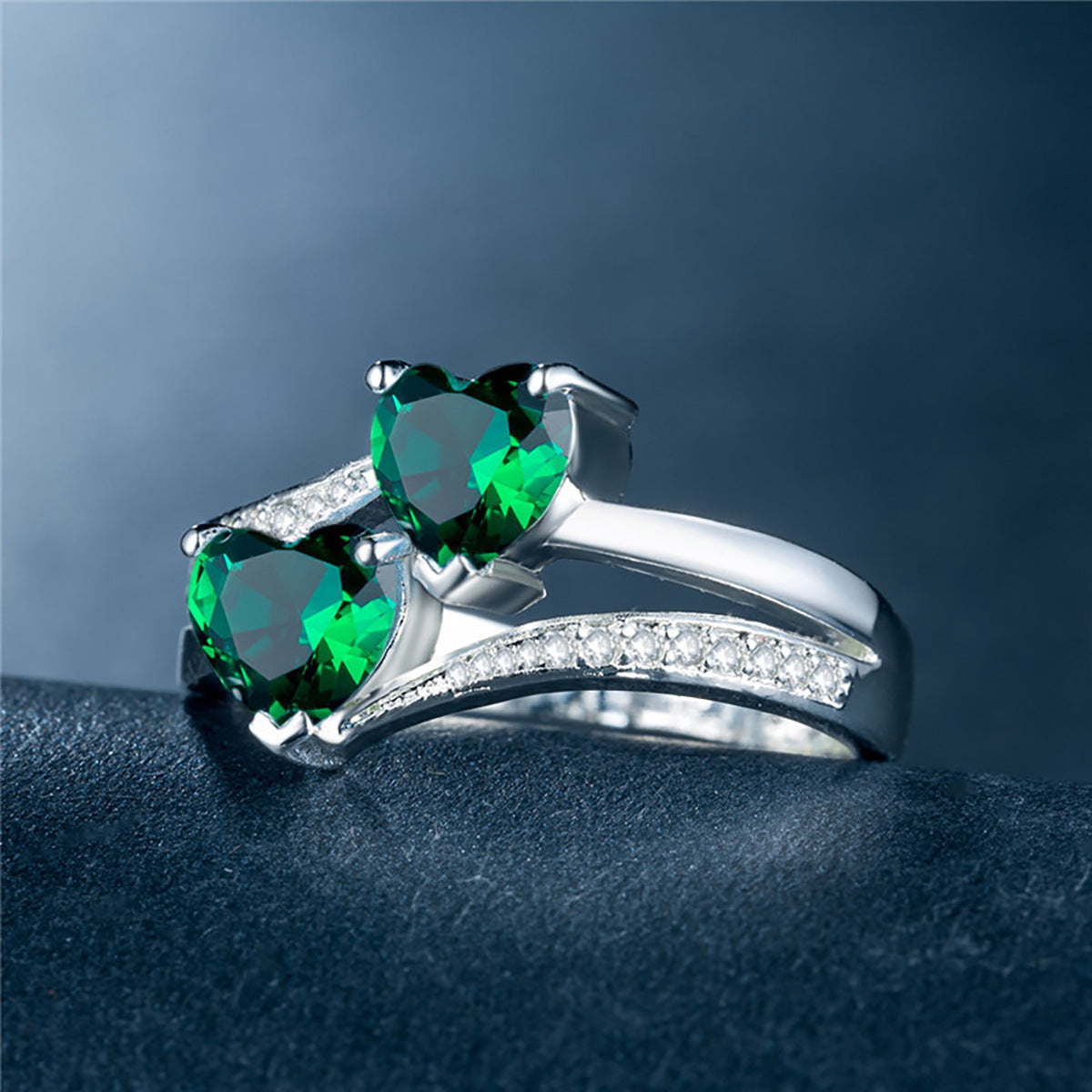 Double Heart Zircon Ring - Elegant Jewelry