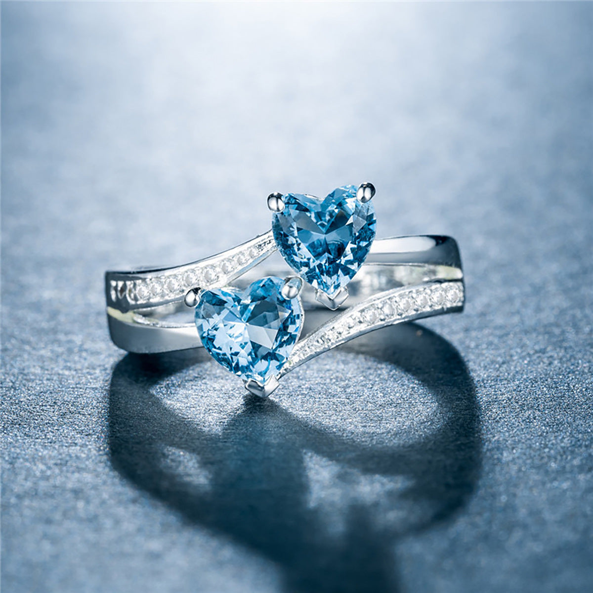 Double Heart Zircon Ring - Elegant Jewelry