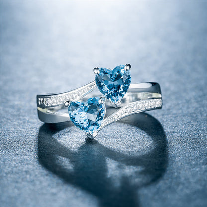 Double Heart Zircon Ring - Elegant Jewelry