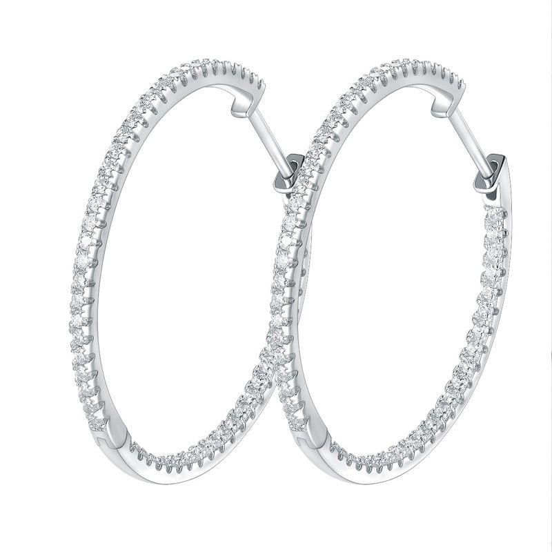 S925 Silver Plated 18K Gold Hoop Earrings - Sparkling Moissanite Diamond Statement Earrings