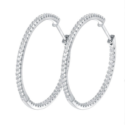 S925 Silver Plated 18K Gold Hoop Earrings - Sparkling Moissanite Diamond Statement Earrings