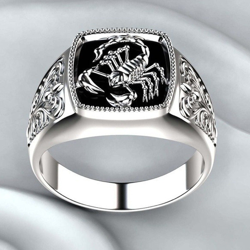 Ricady Jewel Scorpio Relief Men’s Ring - Retro Resin Totem Design