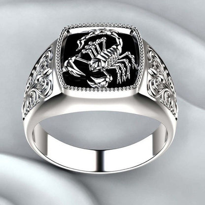 Ricady Jewel Scorpio Relief Men’s Ring - Retro Resin Totem Design