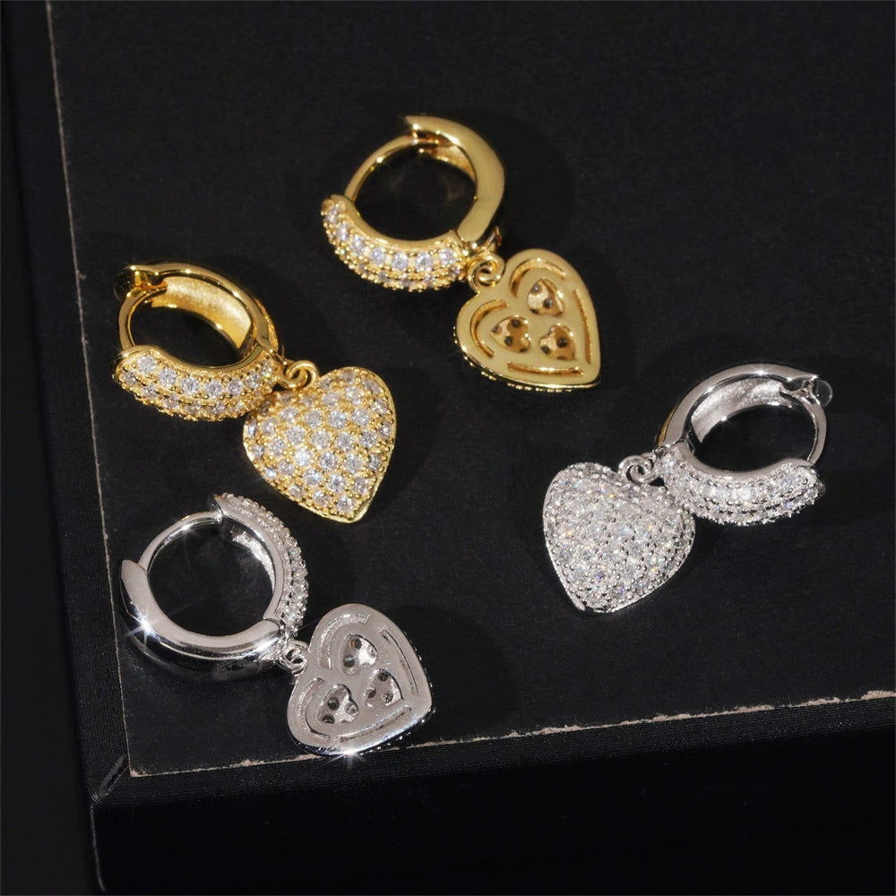 Luxury Minimalist 10mm Heart Earrings - S925 Silver with VVS Moissanite