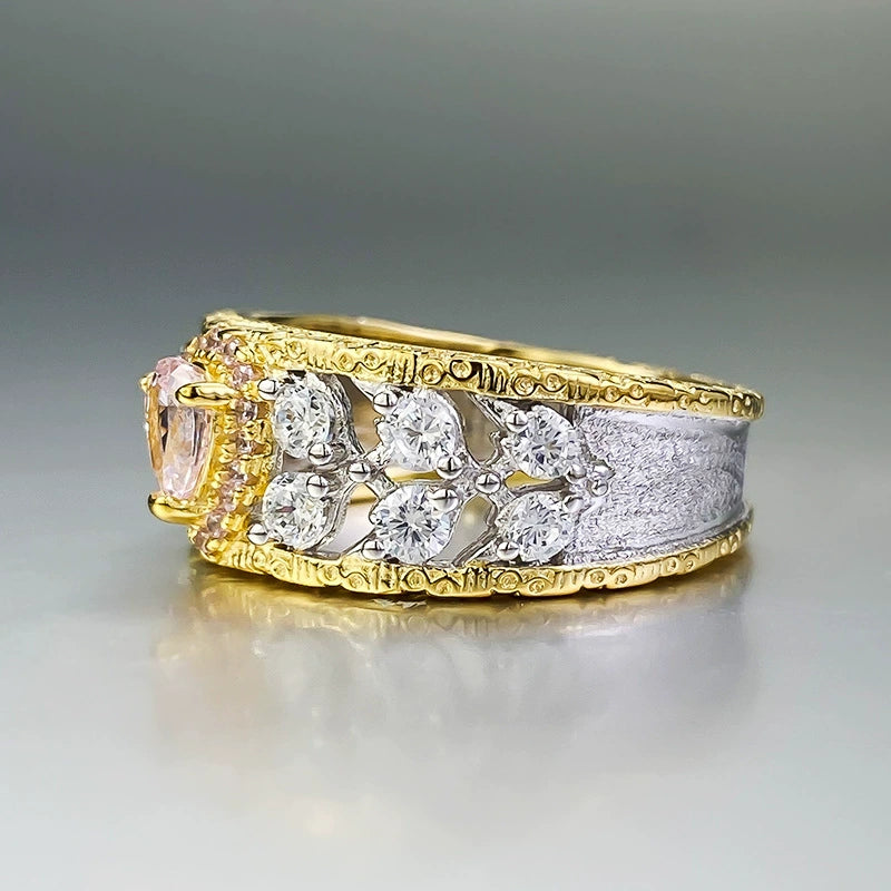 S925 Silver Pear Shaped Pink Diamond Ring - Minimalist Daily Wear