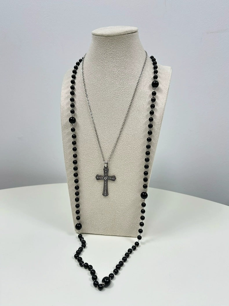 Layered Cross Pendant Necklace - Sweet & Cool Style