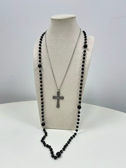 Layered Cross Pendant Necklace - Sweet & Cool Style