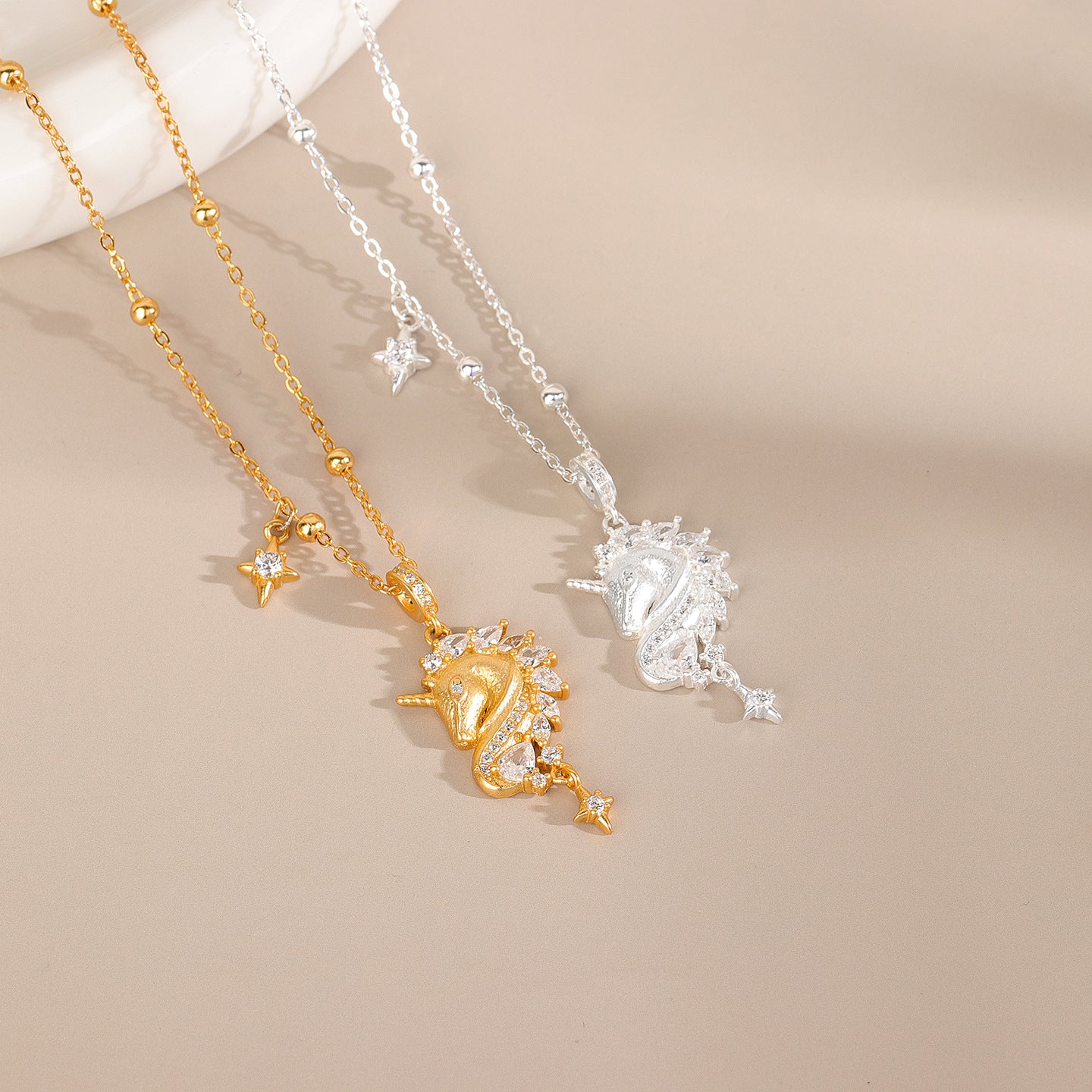 S999 Sterling Silver Unicorn Necklace - Women's Dainty Collar Chain, Elegant Luxury Minimalist Style