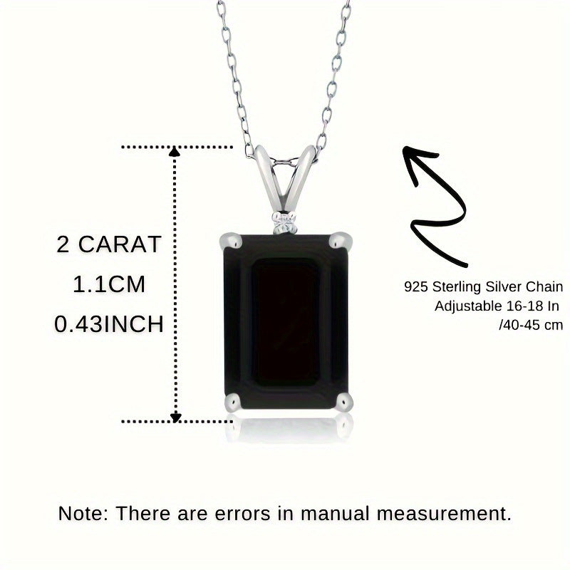 Ricady Jewel S925 Sterling Silver Black Moissanite Necklace - 1/2 Carat Classic Emerald Cut High-End Pendant
