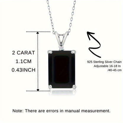 Ricady Jewel S925 Sterling Silver Black Moissanite Necklace - 1/2 Carat Classic Emerald Cut High-End Pendant
