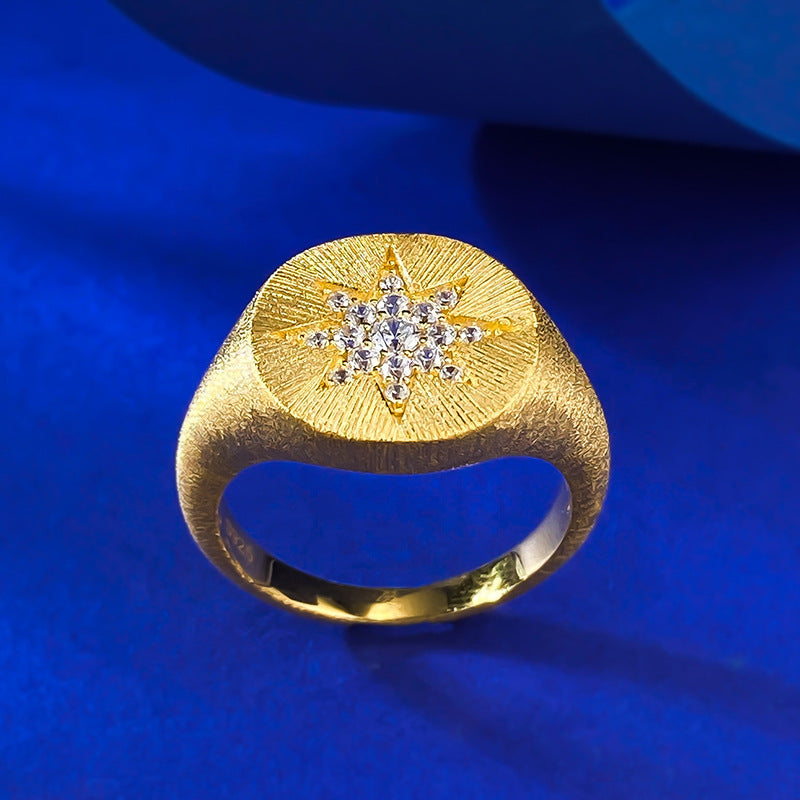 Minimalist S925 Silver Gold-Plated Ring | Star of David Design Ins Fashion