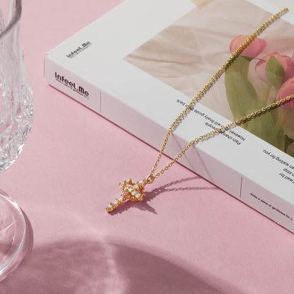Crown Cross Pendant Necklace in Copper - European Fashion Style