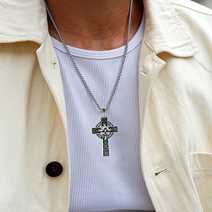 Black Cross Pendant Necklace - Bold Unisex Design