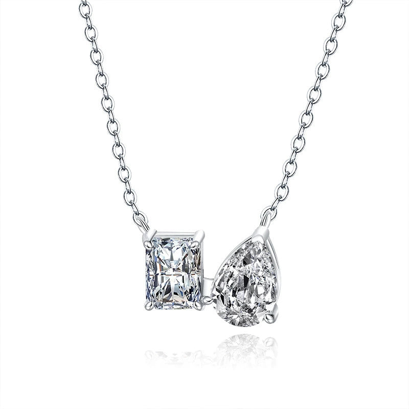 S925 Silver Pendant Necklace: Emerald & Moissanite Halo Design Fashion