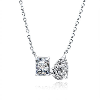 S925 Silver Pendant Necklace: Emerald & Moissanite Halo Design Fashion