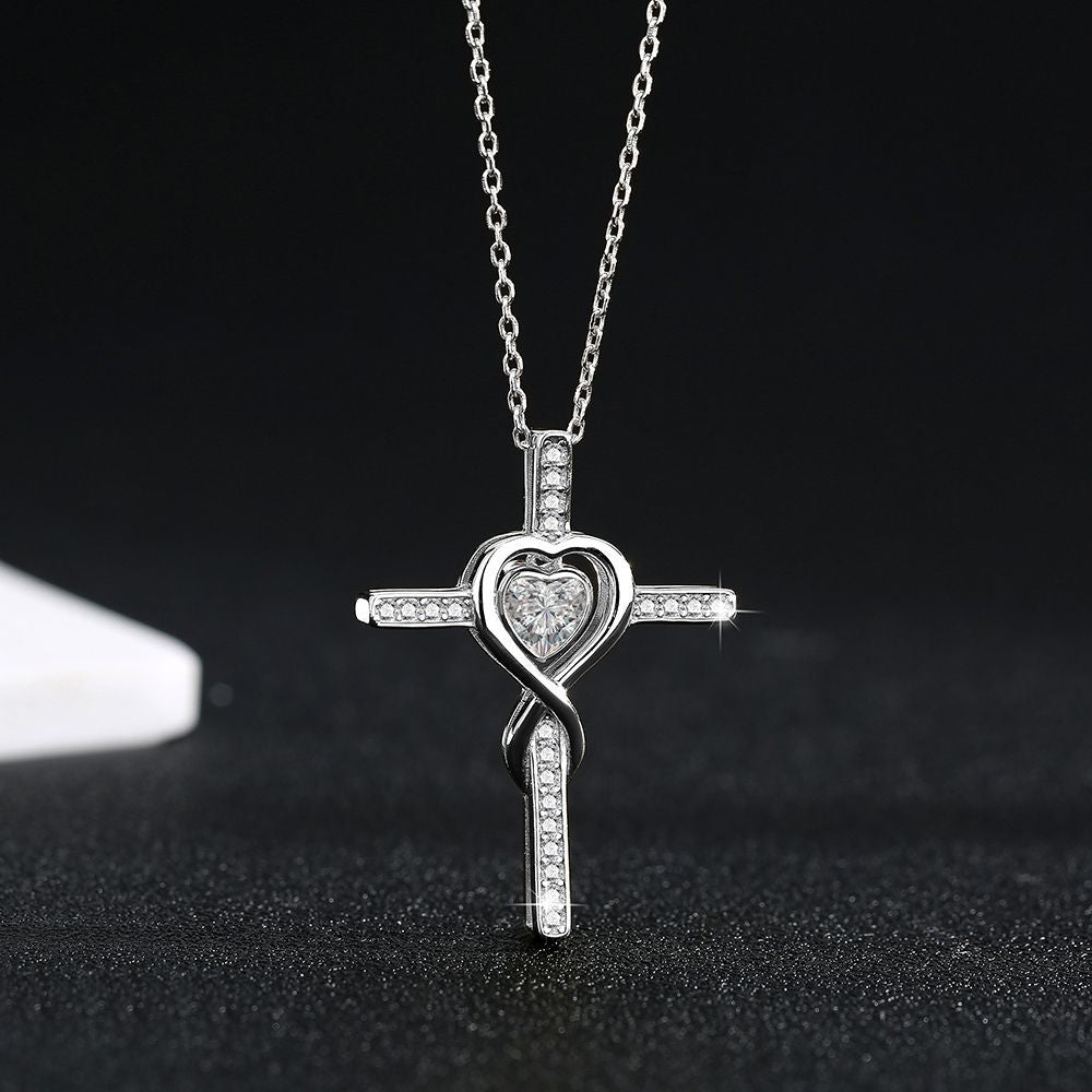 925 Sterling Silver Zirconia Cross Necklace - Quiet Luxury Style