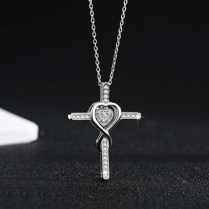 925 Sterling Silver Zirconia Cross Necklace - Quiet Luxury Style