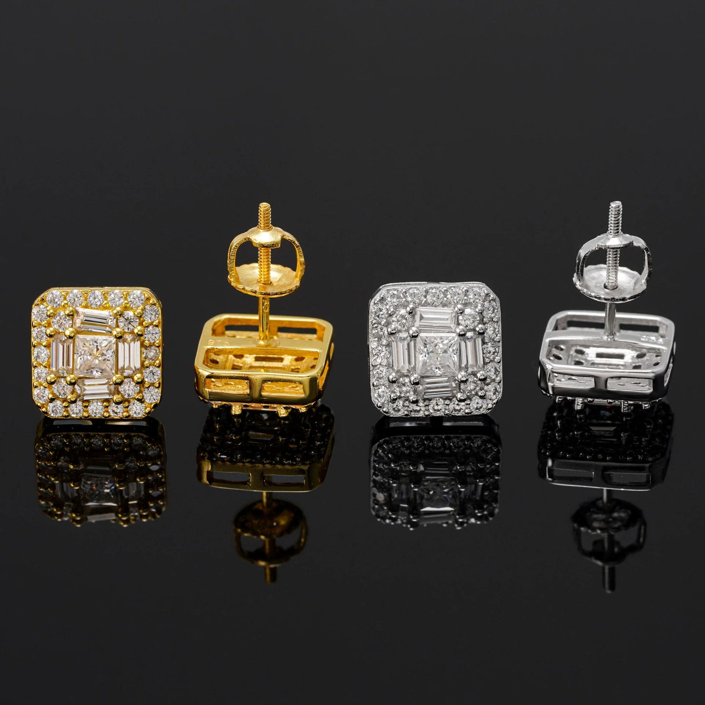 S925 Silver Square Stud Earrings with VVS Moissanite - Bestseller