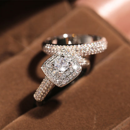 Ricady Jewel – Minimalist Square Cut Cubic Zirconia Engagement Ring Set for Women & Men, Fully Paved with Sparkling Stones