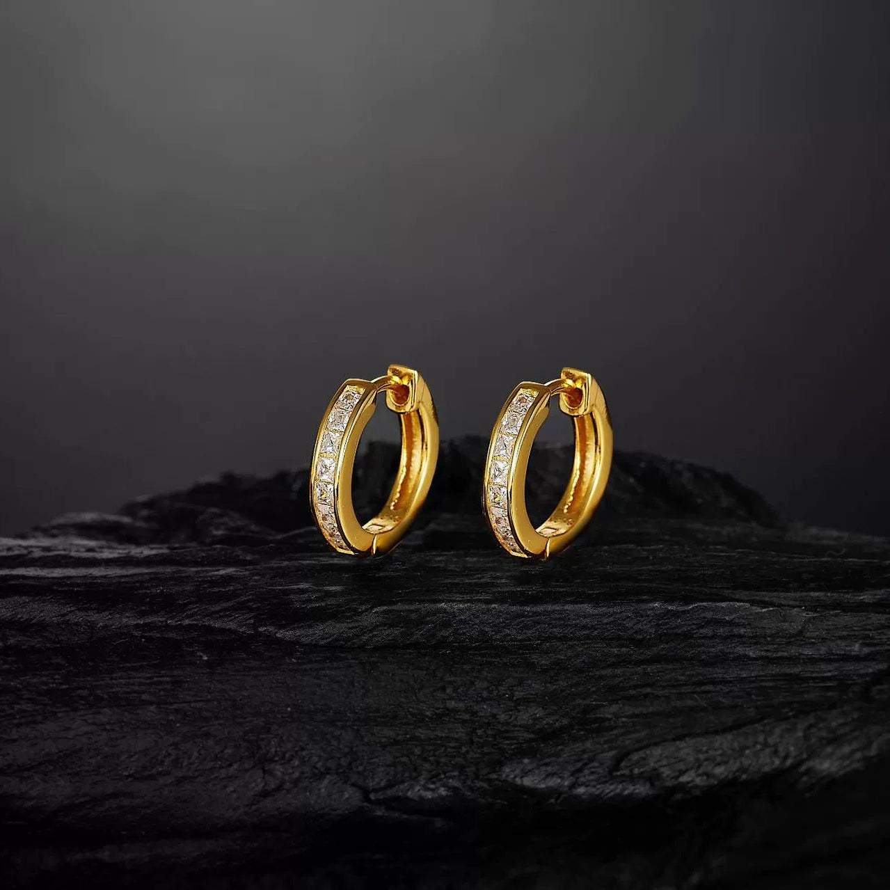 Princess-Cut Moissanite Hoop Earrings in Sterling Silver for Women — Modern Elegance