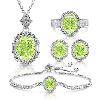 Ice Flower Cut Gemstone Set: Sparkling High-Carbon Diamond Ring Earrings Necklace Bracelet for Women