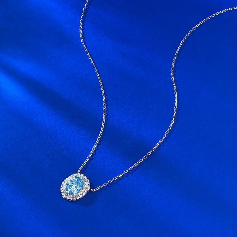 Ricady Jewel S925 Silver Necklace - 1.5ct Sky Blue Pendant, Adjustable Chain