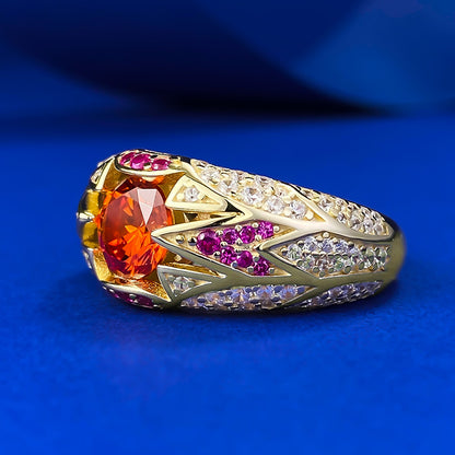 S925 Silver Fanta Orange Ring | 1CT Luxe Round Cut