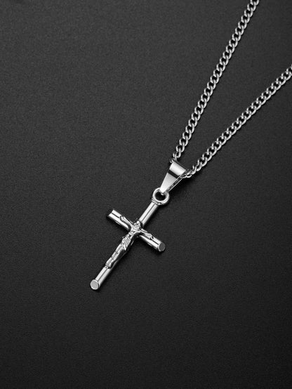 Artistic Cross Pendant Necklace in Titanium Steel - Vintage Style