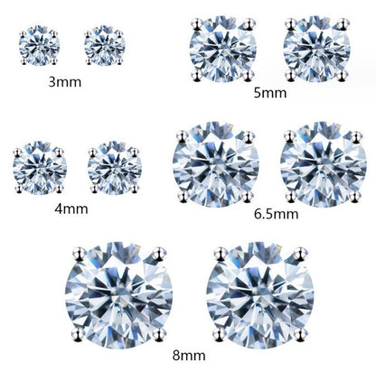 Classic 4-Prong S925 Silver Earrings - 0.1-5ct VVS Moissanite Solitaire