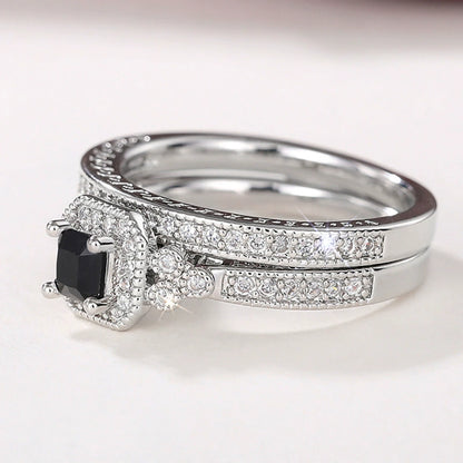 Ricady Jewel Bridal Wedding Band Set - Sparkling Zircon Duo Rings