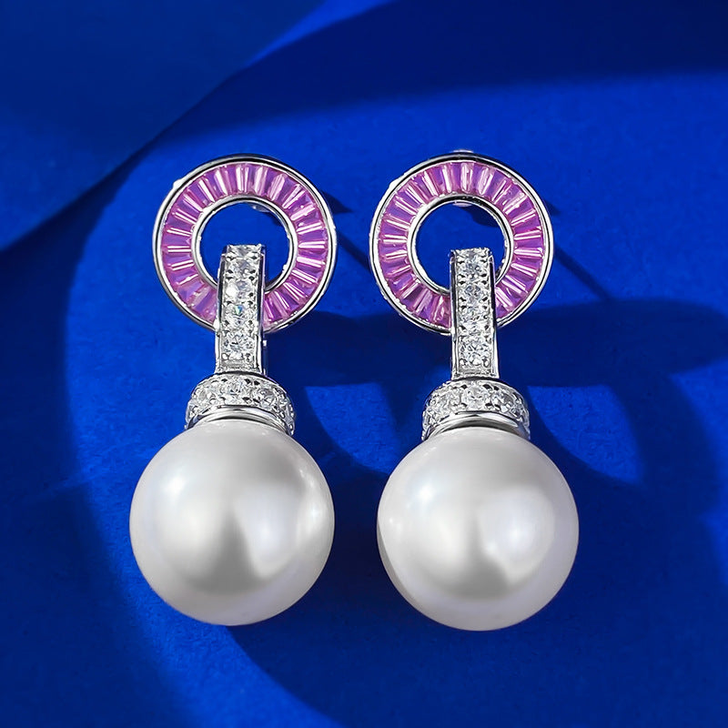 S925 Silver 14mm Shell Pearl Earrings for Women - Versatile Convertible Style