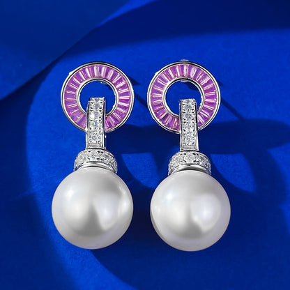 S925 Silver 14mm Shell Pearl Earrings for Women - Versatile Convertible Style