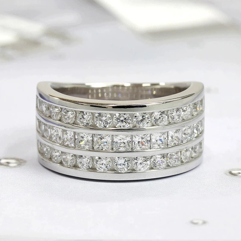 Hip Hop Stackable Zircon Band Ring - Multi-Layer Inlaid Statement Jewelry