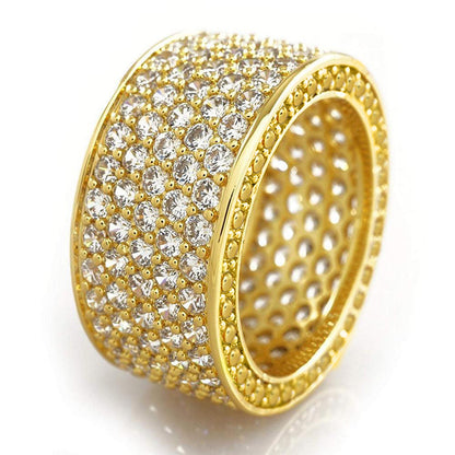 Ricady Jewel Copper-Plated Zircon Inlaid Ring - Unisex Wide Band Jewelry