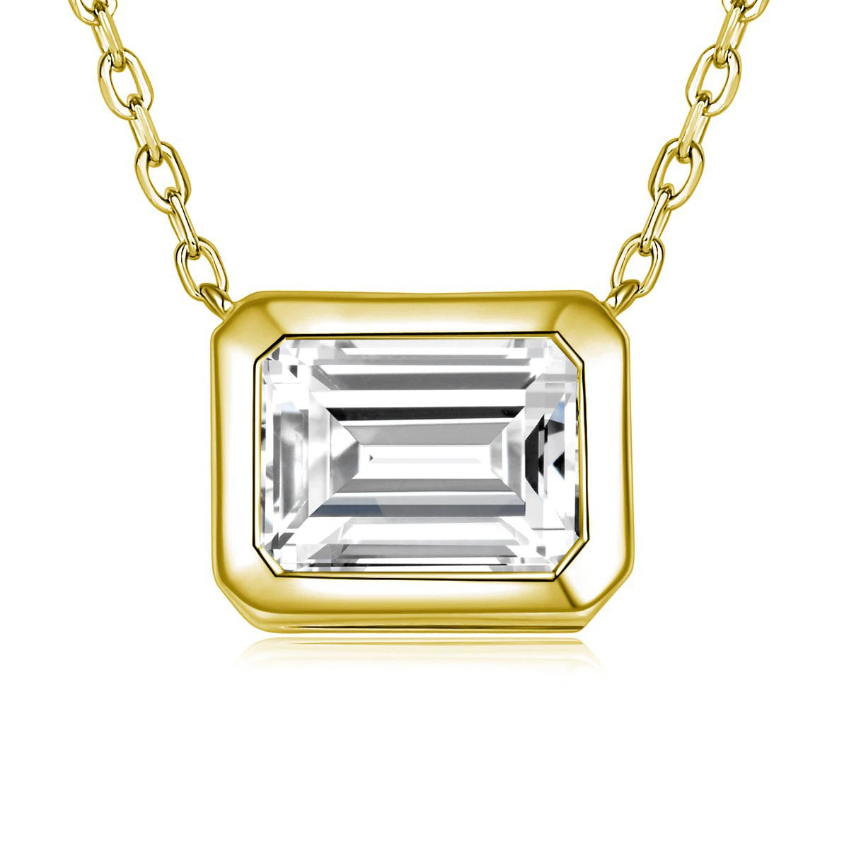 Ricady Jewel 6×8mm Emerald-Cut Blue-Green Moissanite Pendant - S925 Silver 18K Gold-Plated Choker