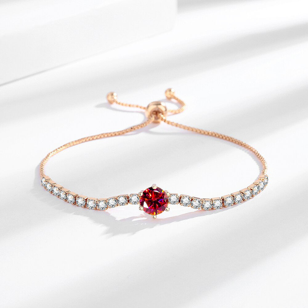 Sparkling Classic 6-Claw Garnet Red 4-Piece Jewelry Set: Bracelet, Earrings, Ring, Necklace