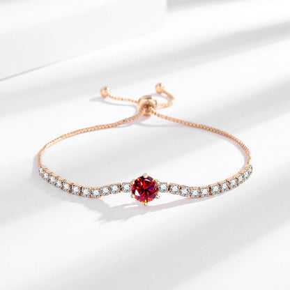Sparkling Classic 6-Claw Garnet Red 4-Piece Jewelry Set: Bracelet, Earrings, Ring, Necklace