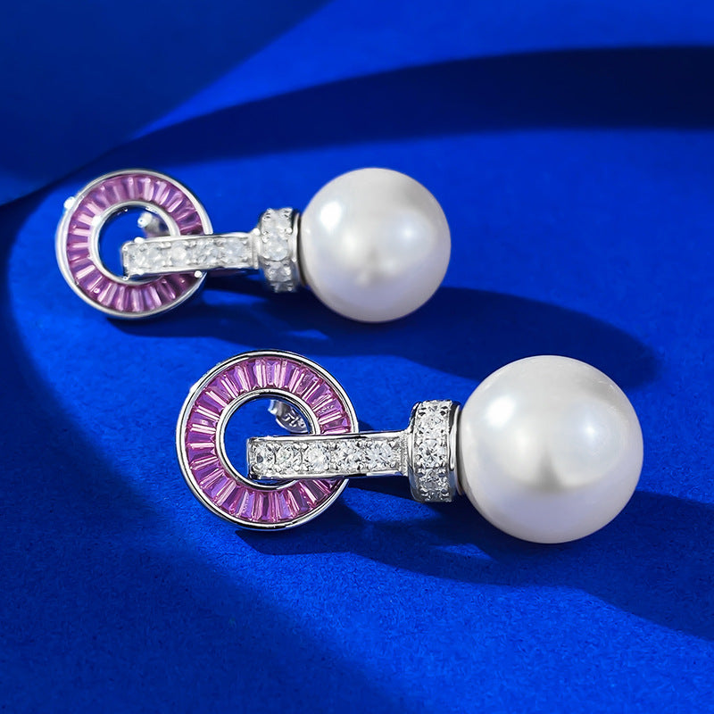 S925 Silver 14mm Shell Pearl Earrings for Women - Versatile Convertible Style