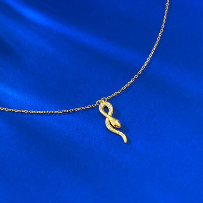 Ricady Jewel 925 Gold-Plated Wrap Choker | Wire-Drawn Snake Pendant Lucky Style