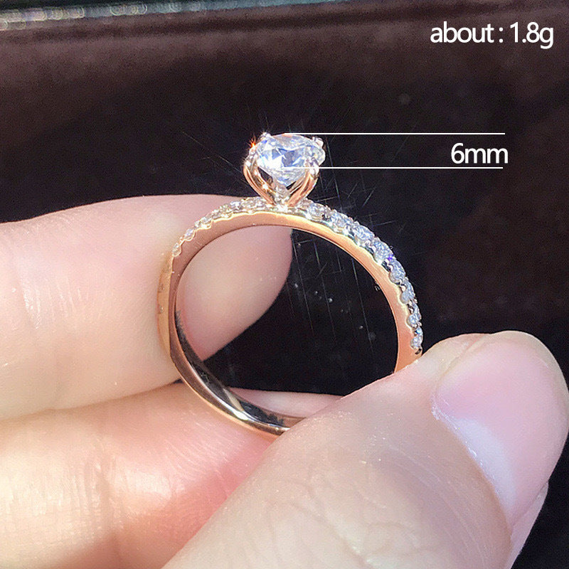 Ladies Platinum-Plated Zircon Engagement Ring - Stylish & Elegant